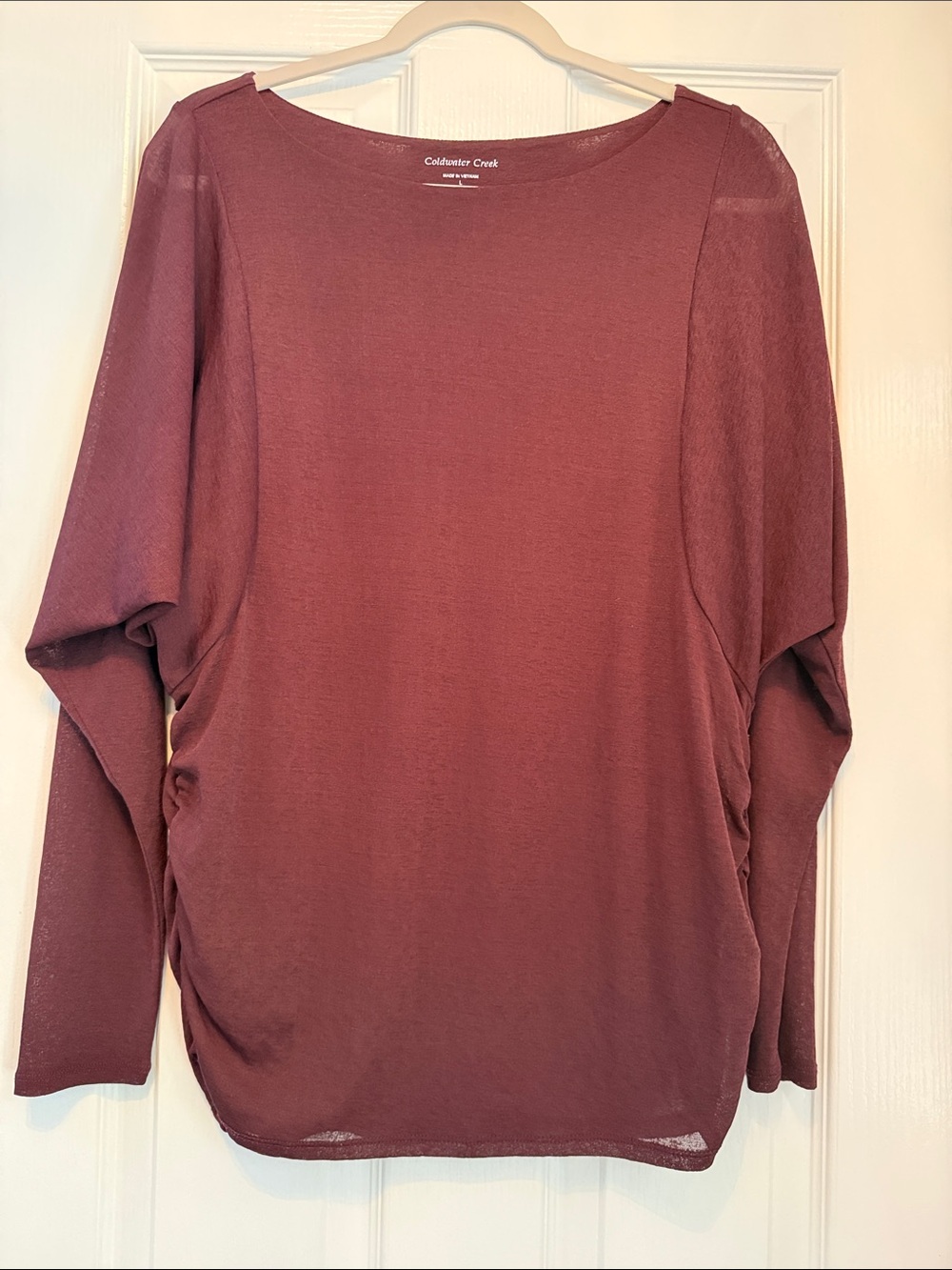 Coldwater Creek Women’s Elephant Sleeve Top in Burgundy